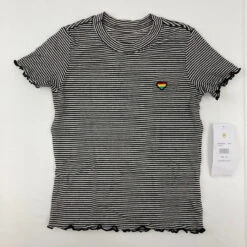 Spiritual Gangster Stripe Rib Tee XS 8 Yr