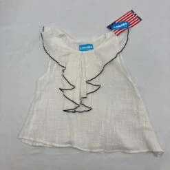 Lanoosh White Neck Ruffle Top XL 11-12 Yr