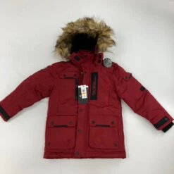 DKNY Red Faux Fur Jacket 7 Yr