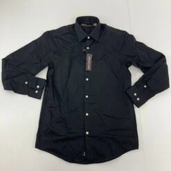 Michael Kors Solid Black MK Dress Shirt 14R