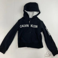 Calvin Klein Crop Logo Zip-Up Hoodie S 7 Yr