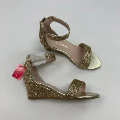 Nina Gold Glitter Wedge Sandals 13M