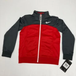 Nike Boys Red/Grey Athletic Material Zip Up 4/4T