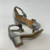 Badgley Mischka Silver Satin Bow Heels 1M