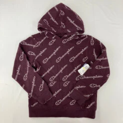Champion Burgundy Logo Hoodie Medium