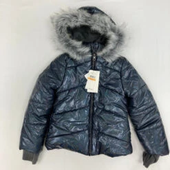 Calvin Klein Iridescent Fur Coat Small 7 Yr